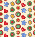 Buttons for sewing doodle colorful seamless vector pattern