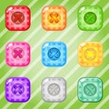 Buttons Square of bright colors set fo clothing. Collection cute glossy in different colors. Royalty Free Stock Photo