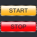 Buttons start and stop glossy colored metal