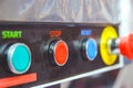 Buttons for switching on and off the industrial electrical equipment Royalty Free Stock Photo
