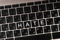 Buttons with text Hate on computer keyboard, top view Royalty Free Stock Photo