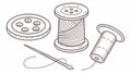 Buttons, Thread Spools & Needle, Sewing Supplies, vector design Generative AI Royalty Free Stock Photo