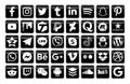 40 popular social media buttons with black square background. Vector illustration