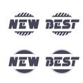 Buttons for website or app. Button - New and Best black symbols, circular labels Royalty Free Stock Photo