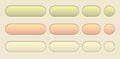 Buttons yellow orange color collection, interesting navigation panel for website with soft pastel colors