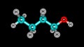 Butyl alcohol molecular structure isolated on black Royalty Free Stock Photo