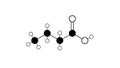 butyric acid molecule, structural chemical formula, ball-and-stick model, isolated image butanoic acid