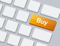 Buy Button on Blank White Keyboard. Vector Royalty Free Stock Photo