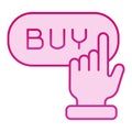 Buy button flat icon. Online shop pink icons in trendy flat style. Hand and buy button gradient style design, designed