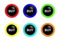 Colorful set of buy buttons Royalty Free Stock Photo