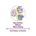 Buy carbon offsets when flying concept icon Royalty Free Stock Photo