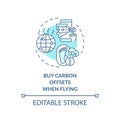 Buy carbon offsets when flying concept icon Royalty Free Stock Photo