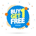 Buy 1 Get 1 Free, Sale banner design template, discount tag, app icon, vector illustration Royalty Free Stock Photo