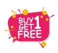 Buy 1 Get 1 Free sale banner template. Offer promotion for retail. Vector Illustration Royalty Free Stock Photo
