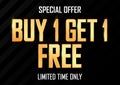 Buy 1 Get 1 Free, Sale poster design template, bogo offer.