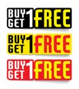 Buy 1 get 1 free sale tag design template. Special offer banner Royalty Free Stock Photo