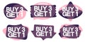 Buy 3 Get 1 Free, Set Sale banners design template, discount tags collection, great offer, vector illustration Royalty Free Stock Photo