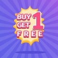 Buy 1 Get 1 free Tag, Promo Banner Design Template. Price Tag Label. Royalty Free Stock Photo