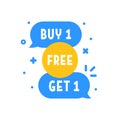 buy 1 get one free promotion bubbles Royalty Free Stock Photo