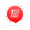 Buy 1 Get 1 Red Label Icon Vector Design. Royalty Free Stock Photo