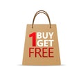 Buy 1 Get 1 Red Label Icon Vector Design. Royalty Free Stock Photo