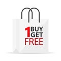 Buy 1 Get 1 Red Label Icon Vector Design. Royalty Free Stock Photo