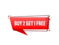 Buy 1, 2, 3 Get 1 Red label icon. Vector illustration. Royalty Free Stock Photo
