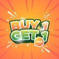 Buy 1 get 1 Sale Promo Vector Design Royalty Free Stock Photo