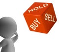 Buy Hold And Sell Dice Represents Stocks Strategy Royalty Free Stock Photo