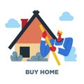 Buy home, human need, guy and house, sociology