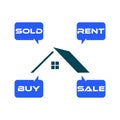 Buy house, Rent house, Sold House, Sale house. House icon or logo