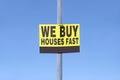 We buy houses fast sign for real estate property agent business Royalty Free Stock Photo