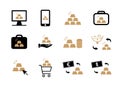 Buy investment bullion gold online vector icons