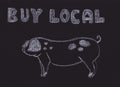 Buy Local Sign with a Pig.