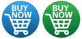 Buy now button blue and green icons Royalty Free Stock Photo