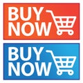 Buy now button blue and orange icons