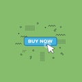 Buy Now Button with Cursor on Green Background Royalty Free Stock Photo