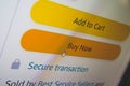 Buy now button on screen. Buying items online on amazon or ebay Royalty Free Stock Photo