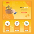 Buy now flat landing page website template. Auction, digital wallet, cash. Web banner with header, content and footer Royalty Free Stock Photo