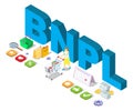 Buy now pay later BNPL online shopping vector Royalty Free Stock Photo