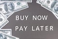 Buy Now Pay Later concept. Message on gray board