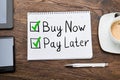 Buy Now Pay Later Concept In Notepad Royalty Free Stock Photo