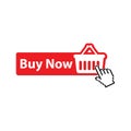 Buy now red button. website element. online shop icon, shopping cart icon Royalty Free Stock Photo