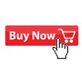 Buy now red button. website element. online shop icon, shopping cart icon Royalty Free Stock Photo