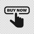 Buy now shop icon in transparent style. Finger cursor vector illustration on isolated background. Click button business concept Royalty Free Stock Photo