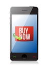 Buy now sign on a smartphone. illustration Royalty Free Stock Photo