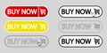 Buy now web buttons. Set of vector modern trendy flat buttons. Trendy colors buy now. Set of Buy now internet icons. Red, yellow, Royalty Free Stock Photo