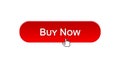Buy now web interface button clicked with mouse cursor, red color, credit Royalty Free Stock Photo