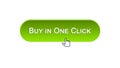 Buy in one click web interface button clicked with mouse, green color, shopping Royalty Free Stock Photo