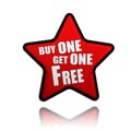 Buy one get one free red star banner Royalty Free Stock Photo